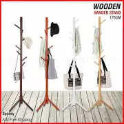 Wooden Coat Stand Rack Clothes Hanger Hat Tree White Jacket Bag Umbrella Hook