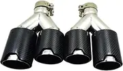 2PCS Universal DUAL Exhaust Tip Systems Car Tuning Carbon Fiber Tube Silencer Muffler Tailpipe Glossy Black(Matte Black,63-114mm)
