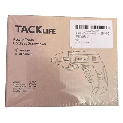 Tacklife SDP60DC Cordless Screwdriver Power Tool Chuck Capacity 1/4 Hex 4V Mens