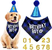 DINHEAROM 1Set Dog Birthday Decorations Dog Bandana Party Hat for Dogs Festive Pet Birthday Party Supplies with Numbers for Celebrating Your Special Day