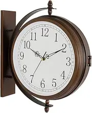 Outdoor Clock with Westminster Chime, Double Sided Wall Clock Waterproof for Patio Wall Large Double Sided Train Station Style with Hanging Bracket,16.5×13.8in