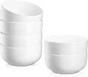 [Jassceram] Cereal Bowls Set of 6, 800ml Ceramic Large Bowls for Soup, Salad, Dessert and Oatmeal, Suitable for Kitchen or Dining - Dishwasher & Microwave Safe, 6 Inch, 28 Oz, White