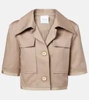 [Patou] Patou Cropped cotton gabardine jacket AU 16 beige