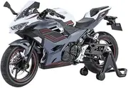 for Ni&nj&a 400 Ra&ci&ng 1/12 Cross-Country Motorcycle Model Metal Street Motorcycle Model Sound and Light Collection Gift Motorcycle Engine Toy Replica Model(Gray)