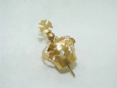 18k Yellow Gold King Crown Pin (Corona para el santo)