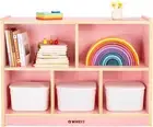Wooden Storage Shelf Organizer, 35.4" L, 5-Section Montessori Kids Toy & Book Sh