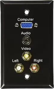 C2G/Cables to Go 40483 Single Gang HD15 Composite Video and Stereo Audio Wall Plate (Black)