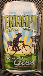 TERRAPIN BEER CO ~ GOSE Grapefruit ~ TURTLE Riding Bicycle Can Beer Tacker Sign