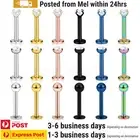 18PCS Surgical Steel Labrets Lip Stud Ring Stone Piercing Bar Body Jewellery