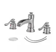 BWE 8 in. Widespread Double Handle Waterfall Bathroom Faucet With Pop-up Drain
