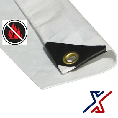 12 x 24 White Color 12 Mil Fire Retardant Heavy Duty Tarp / Canopy by X1Tools