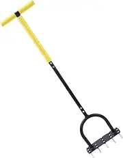 Yard Aerator - Garden Lawn Aerator | T-Handle Soil Tool | Dethatching Soil Aerating Lawn | Ergonomic T-Handle Garden Scarifier with Wide Foot Plate for Landscaping Farming Harvesting