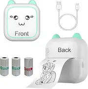 Mini Sticker Printer,Portable Note Printer with 2 Rolls Sticker Paper,Inkless Printer Pods for Working Listing, Notes, Journal, Travel (Blue M5)