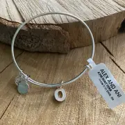 NWOT Alex and Ani Initial Letter "O" Charm Adjustable Shiny Silver Bracelet