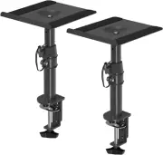 Suptek Clamp-On Speaker Stand Desk Mount Set, Height Adjustment, Tilt, Swivel, 9