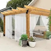 HolidayIdeas All Weather White Outdoor Sheer Curtains for Patio Waterproof 6 Panels Rod Pocket Indoor Sheer Voile Curtains for Porch, Balcony, Gazebo, 100x95 Inch