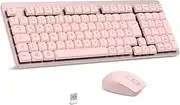 LeadsaiL FA98 Mechanical Keyboard and Mouse Set Wireless, QWERTZ Layout Wireless Keyboard with Mouse, Low Profile Red Switch, 98 Keys Compact Keyboard, 1600 DPI Mouse for Windows MacOS PC Laptop Pink