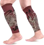 [MASSIKOA] Dragon Doodle Sketch Sports Calf Compression Sleeves Leg Compression Socks Calf Guard for Running, Cycling, Maternity, Travel, Nurses