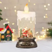 Christmas Snow Globe Candle with Timer & Music, Santa Flying with Reindeer Scene