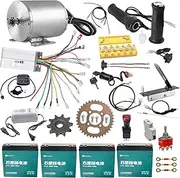 YC Yier 48V 1800W Brushless Electric Motor Kit 4500RPM with 4X 12V 20Ah 6-DZM-20 Battery, Controller, Foot Pedal, Throttle, Chain & Sprocket for Go Karts, ATVs, Scooters, Drift Trikes, Mini Bikes