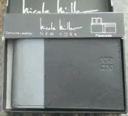 $45 NEW NICOLE MILLER LEATHER PASSCASE WALLET BLACK & GRAY CREDIT CARD ID HOLDER