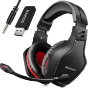 BEAVIIOO 2.4G Wireless Gaming Headset w/Mic PC PS4 PS5 Playstation 4 5,Bluetooth
