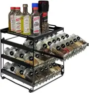 Upgraded Pull Out Spice Rack Organizer for Cabinet Storage Upto 54 Jars, 3-Ti...