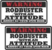 2 - 3" Rodbuster Funny Warning Tools Auto Motorcycle Decal Hat Sticker WS1