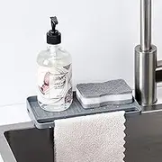 YOHOM Sponge Holder Kitchen Sink Tidy Organizer Suction Cup Sponge Tray 2-in-1 in Sink Dish Rag Holder for Undermount Sink Scrubber Holder, Installation Size 9.06" L x 3.15" W