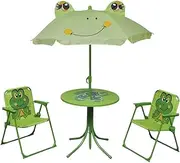 Patio Chairs Set, Balcony Furniture with Table, 3 Piece Garden Bistro Set with Parasol for Porch, Poolside, Deck, Garden, 29 x 23 x 26 cm, Green