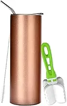 Tenini Strive Tumbler Skinny Tumblers with Lids, Straws, and Cleaning Brushes - Stainless Steel Insulated Tumbler for Hot and Cold Drinks - A Cup Sleek and Elegant Matte Finish. (1, RoseGold)