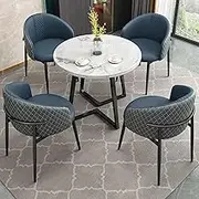 Snaweo Office Reception Room Club Table and Chair Set Combination, Negotiation Table and Chair Set, Dining Table with 4 Chairs, Modern Kitchen Table and Chairs, for Lounge, Living Room(Blue)