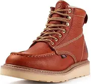 [SUREWAY] 6 in Mens Wedge Moc Toe Steel Toe Work Boots for Men Waterproof-Durable,Comfortable,Lightweight,Full Grain Leather,Goodyear,Non-Slip EH Safety Industial Construction Boots/Shoes for Men/Women
