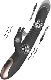 Thrusting Rabbit Vibrator Dildo Sex Toys for Women, G-Spot Dildos Vibrator Clitoral Nipple Stimulator with 10 Vibrating Modes Handheld Portable Electric Waterproof Realistic Anal Plug Adult Sex Toy for Woman Couple Pleasure