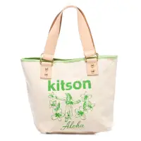 在飛比找momo購物網優惠-【Kitson】夏威夷風真皮背帶托特包M(GREEN)