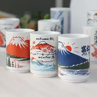 在飛比找ETMall東森購物網優惠-日本進口陶瓷馬克杯日式和風日料茶杯咖啡杯子三國志富士山湯吞杯