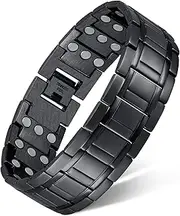 Feraco 3X Lymph Detox Magnetic Bracelets for Men Arthritis Pain & Carpal Tunnel Relief Lymphatic Drainage Titanium Steel Magnetic Therapy Bracelet with 3 Rows Ultra Strength Magnets, Jewelry Gift