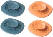 Changyeah 4 Pack Silicone Bathtub Stopper, Bath Plug Sink Strainers, Silicone Si