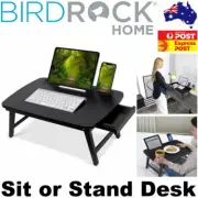 BIRDROCK HOME Bamboo Sit or Stand Desk Laptop Bed Tray with Side Storage
