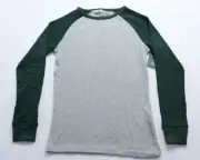 Tony Hawk Boy's Waffle Knit Long Sleeve Baseball Tee EJ3 Green/Black Medium NWT