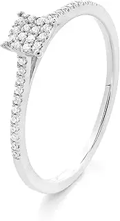 [Ordaamis] White gold plated 925 Sterling Silver Diamond Cluster Ring with Pave Band, Jewellery for Women