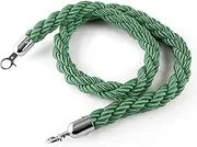 Rope Barriers, Rope Barrier Belt for Crowd Control,Green Stanchion Hemp Rope Barriers Queue Line Rope for Stanchion Posts Queue Pole, Rope Barrier with Polished Snaps, 2/3/4/5/8/10Ft(Green-silver Hooks,1.5m/5ft)