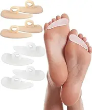 KGDUYC 4 Pairs of Hammer Toe Cushions, Silicone Toe Separators, Hammer Toe Pad Correctors, Wavy Corrector, for Reduces Pain and Friction, for Women and Men - White/Skin Colour