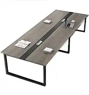 YQMHEZ Conference Table, Seminar Table with Steel Legs, Meeting Table, Executive Desk, Rectangle Table with Steel Legs, Meeting Seminar Table