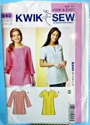 Kwik Sew K640 Sz. XS-XL Misses Tunic Tops Pull Over