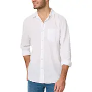 Allgood Men's Long Sleeve Linen Blend Shirt - White