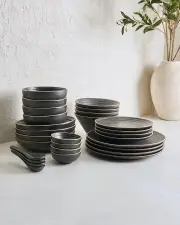 Anaya Charcoal Complete Dinnerware Set (28 Piece)