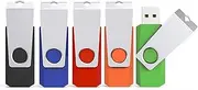[KEXIN] 32GB USB Flash Drives 5 Pack USB Memory Stick Swivel Design USB Stick for External Data Storage Thumb Drive Pen Drive Zip Drive with LED Light (Black Blue Green Red Orange with Lanyard)
