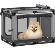 Collapsible Dog Crate: 26 Inch Foldable Soft Sided S (26"L x 18"W x 18"H) Grey