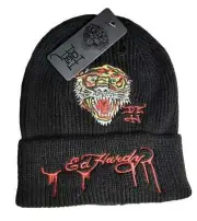 Ed Hardy Tiger Knitted Unisex Beanie Hat Black